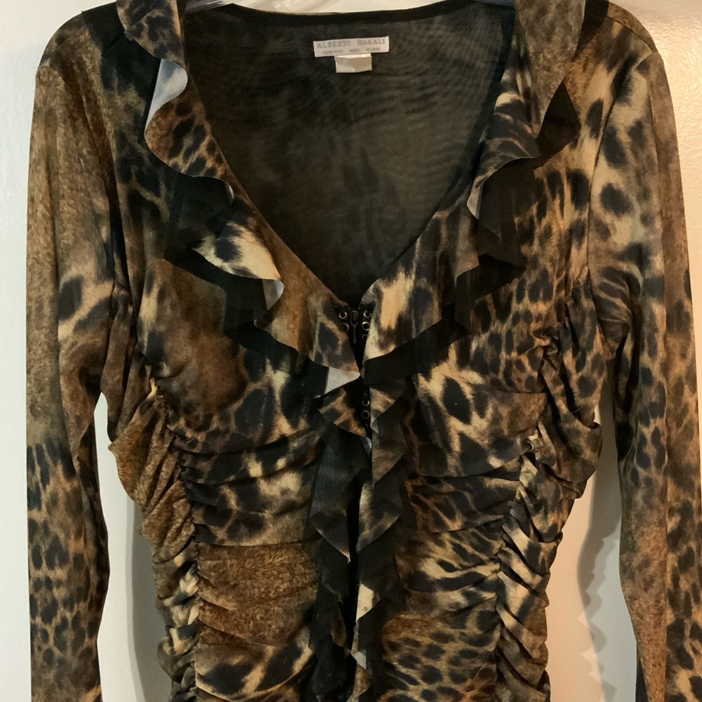 Alberto Makali Classic Black leopard print zip up